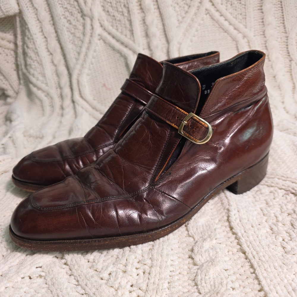 Florsheim Imperial Monk Strap Boots Oxblood Brown Leather Ankle Mens 10 D